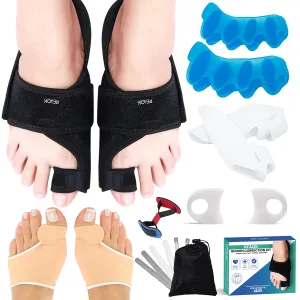 11pcs Bunion Corrector for Women & Men - Bunion Relief Kit with Toe Separators and Bunion Splints Hammer and Big Toe Separator, Spacers and Straighteners, Exercise Strap for Hallux Valgus Correction Bunion Corrector Kit