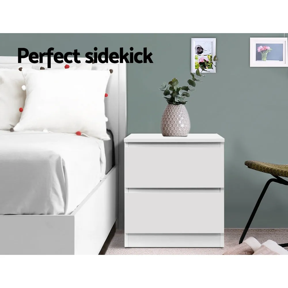 2-Drawer Handle-less Bedside Table, Anti-Rust - Artiss