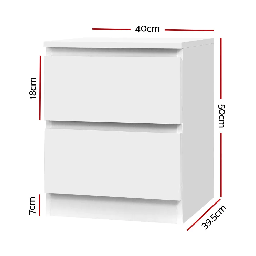 2-Drawer Handle-less Bedside Table, Anti-Rust - Artiss