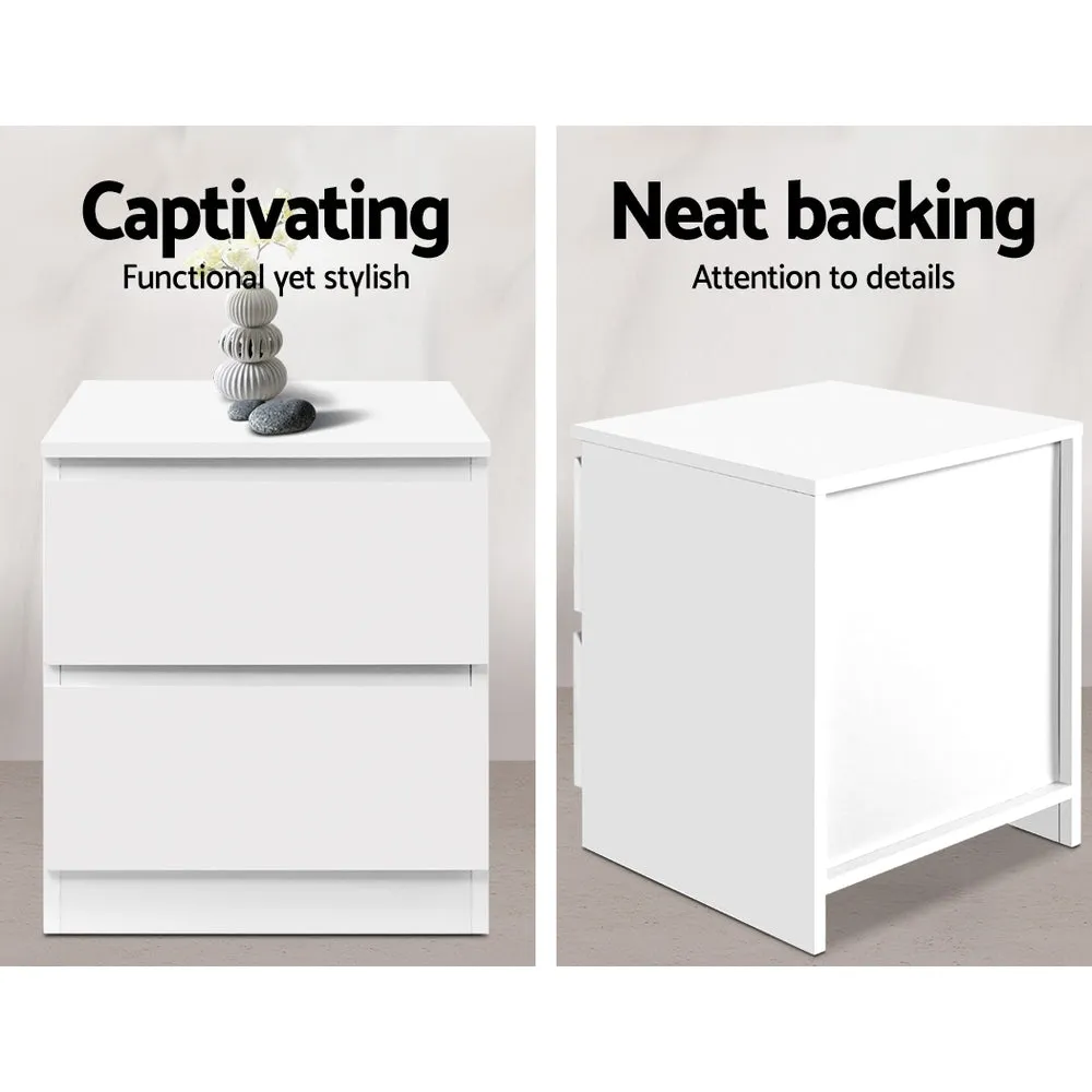 2-Drawer Handle-less Bedside Table, Anti-Rust - Artiss