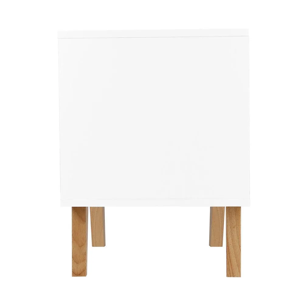 2 Drawer Wooden Bedside Table - White