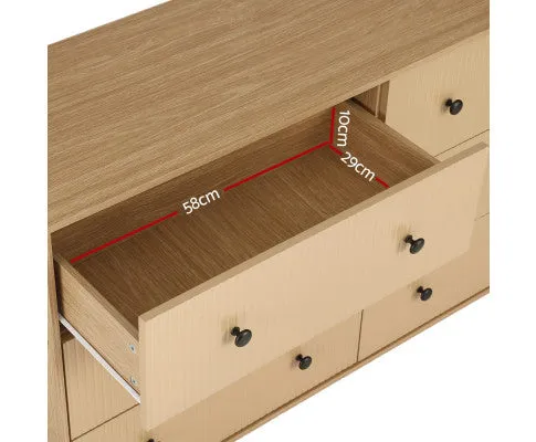 6 Chest of Drawers Flutted Front - RUTH Oak