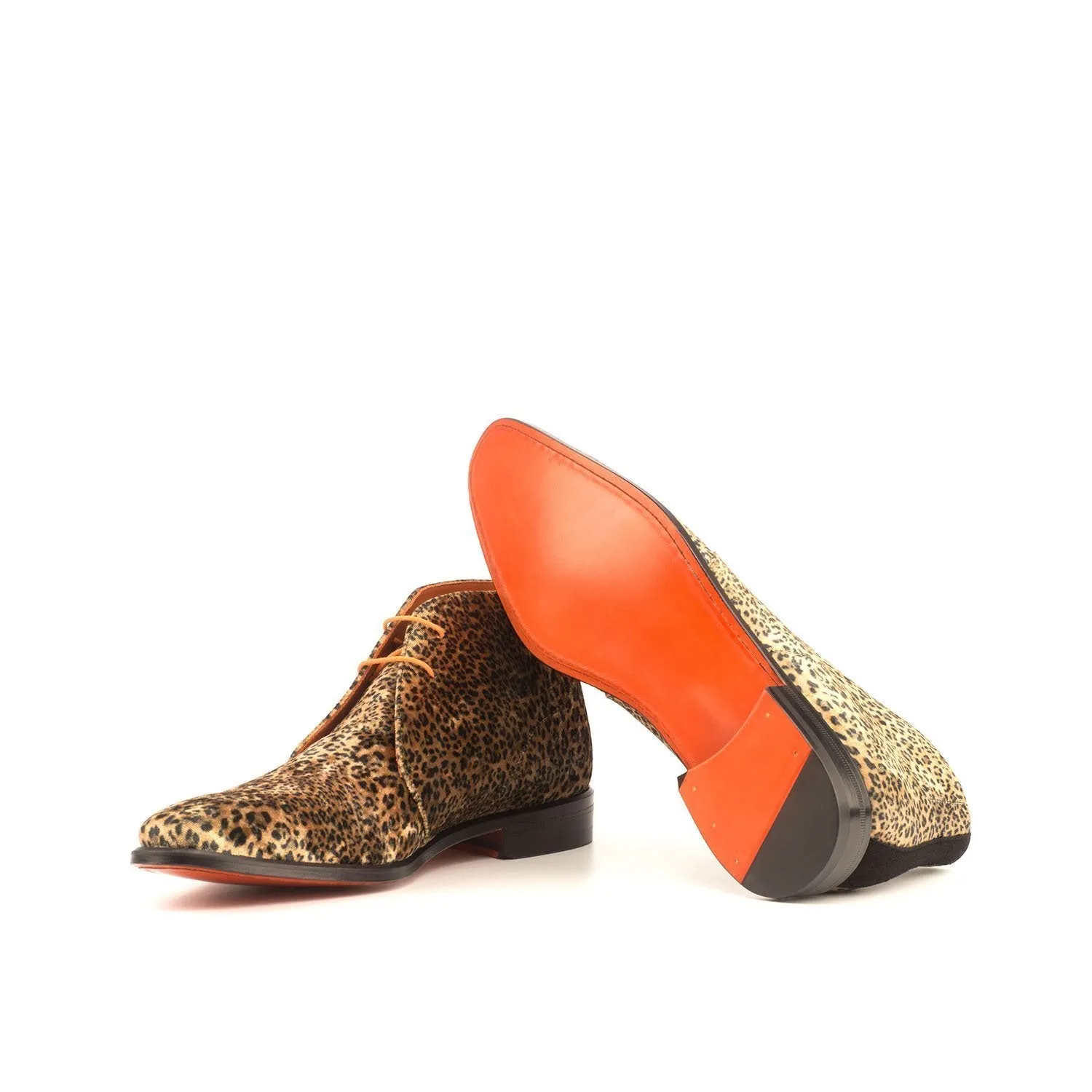 Ambrogio Bespoke Men's Handmade Custom Shoes Multi-Color Leopard Sartorial / Suede Leather Chukka Boots (AMB1370)