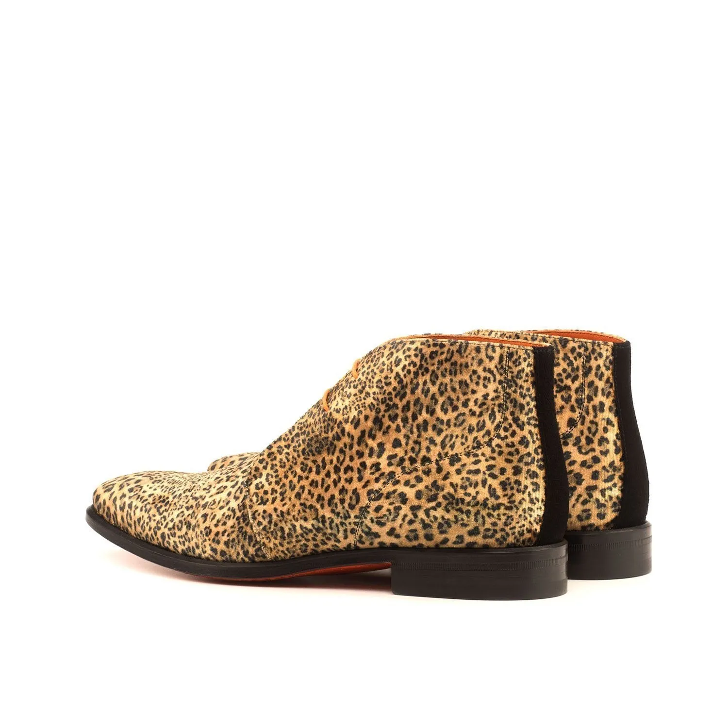 Ambrogio Bespoke Men's Handmade Custom Shoes Multi-Color Leopard Sartorial / Suede Leather Chukka Boots (AMB1370)