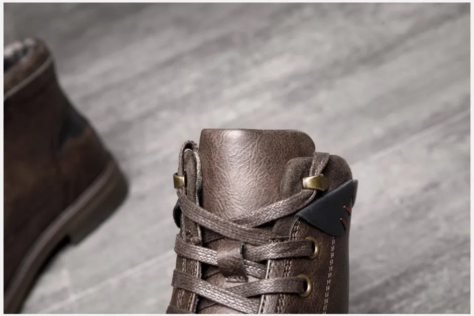 Angelo Ricci™ Designer Office Formal Round-Toe Leather Boots