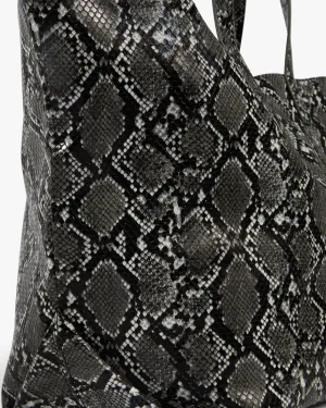 Aria Snakeskin Print Tote Bag | Light Grey / Black
