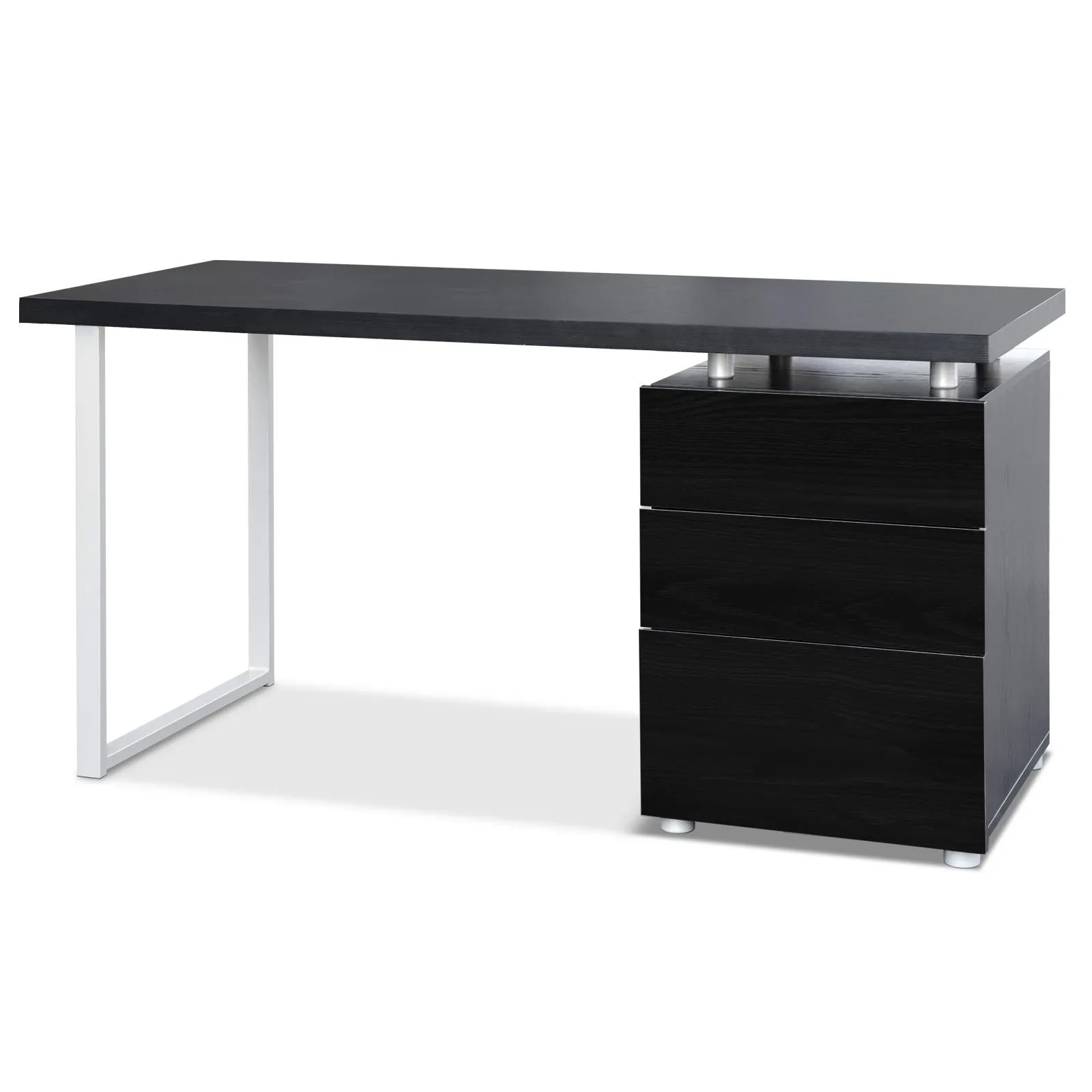 Black 140CM Computer Desk, 3 Drawers, Anti-Rust | Artiss