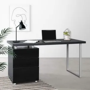 Black 140CM Computer Desk, 3 Drawers, Anti-Rust | Artiss