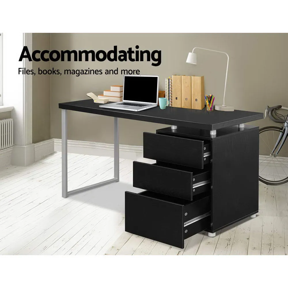 Black 140CM Computer Desk, 3 Drawers, Anti-Rust | Artiss