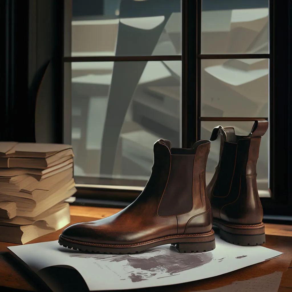 Brown Leather Ashton Chunky Chelsea Boots - AW24 - Hiking and Trekking Boots