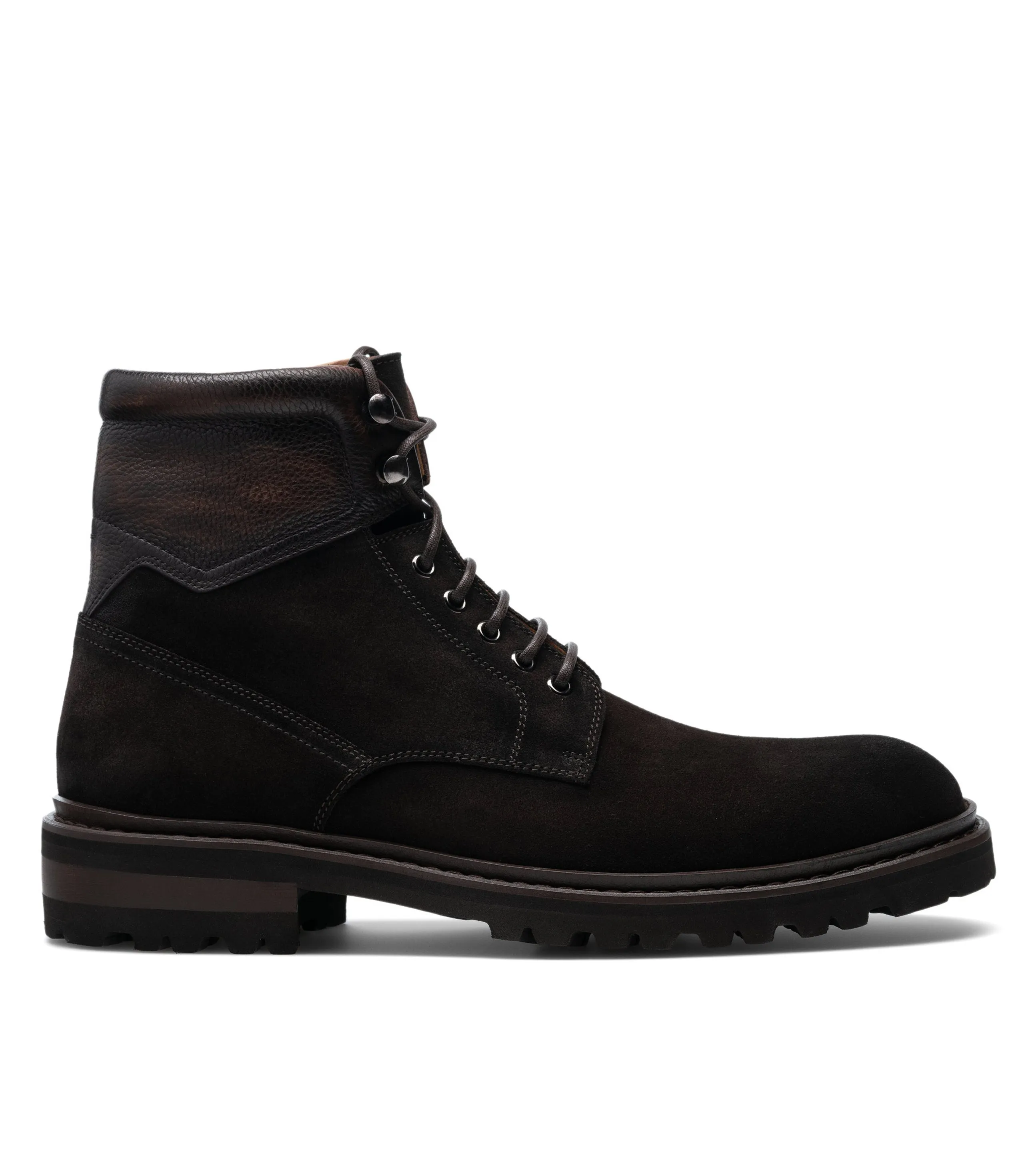 Brown Suede Boston Chunky Oxford Boots - Hiking and Trekking Boots