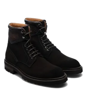 Brown Suede Boston Chunky Oxford Boots - Hiking and Trekking Boots