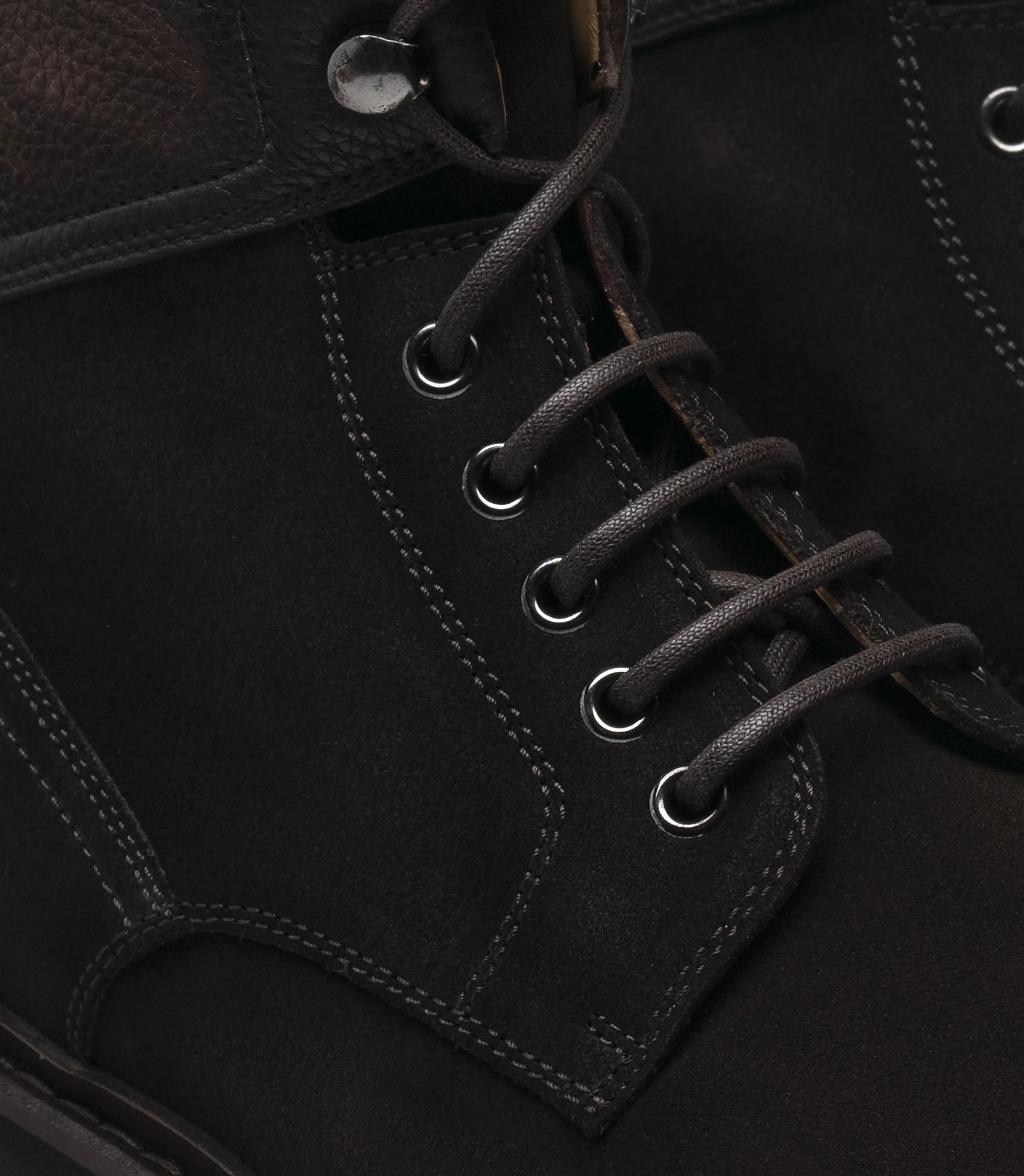 Brown Suede Boston Chunky Oxford Boots - Hiking and Trekking Boots
