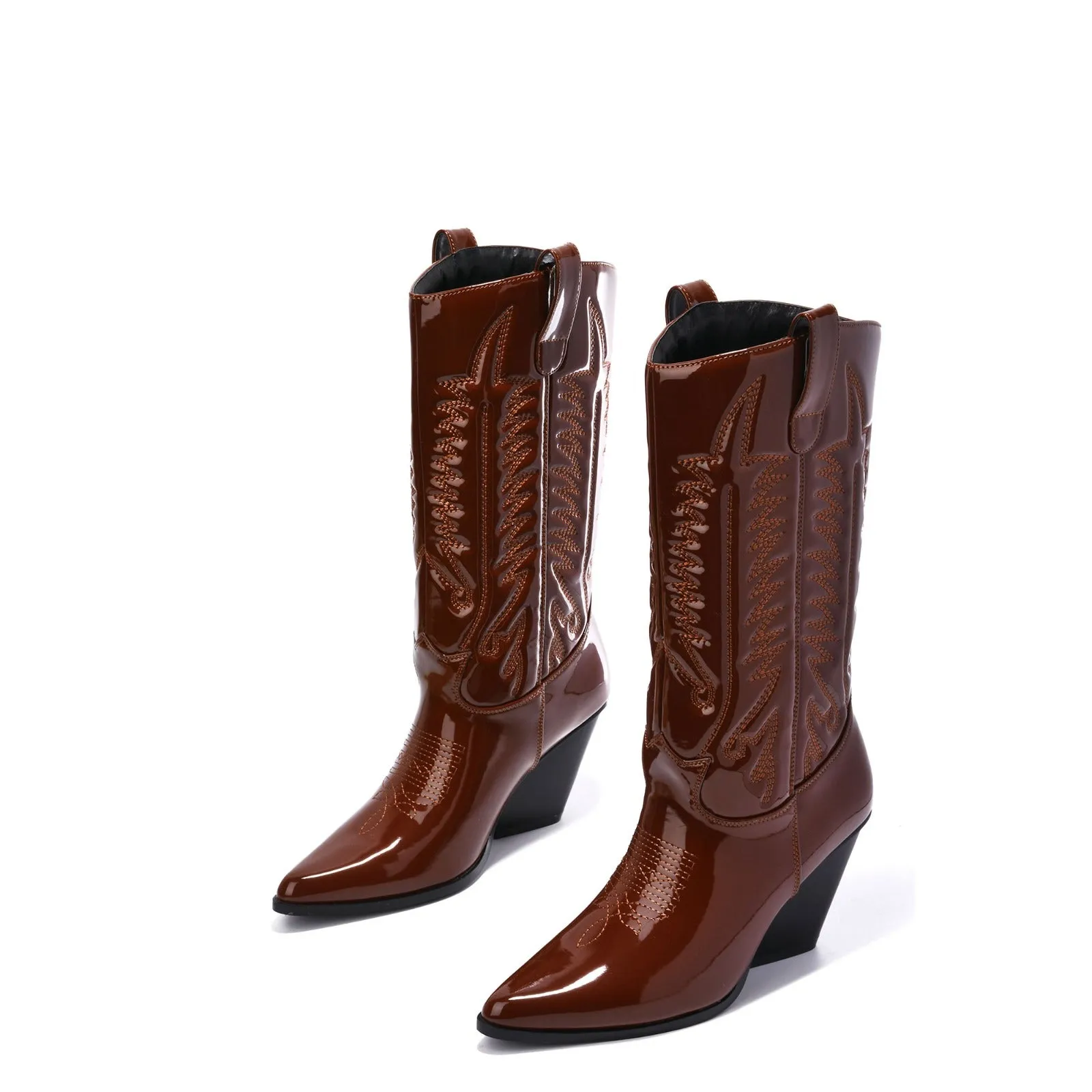 Cape Robbin SOUTHERN BELLE Cowgirl Mid Calf Pointy Toe Boots BROWN (7, BROWN)