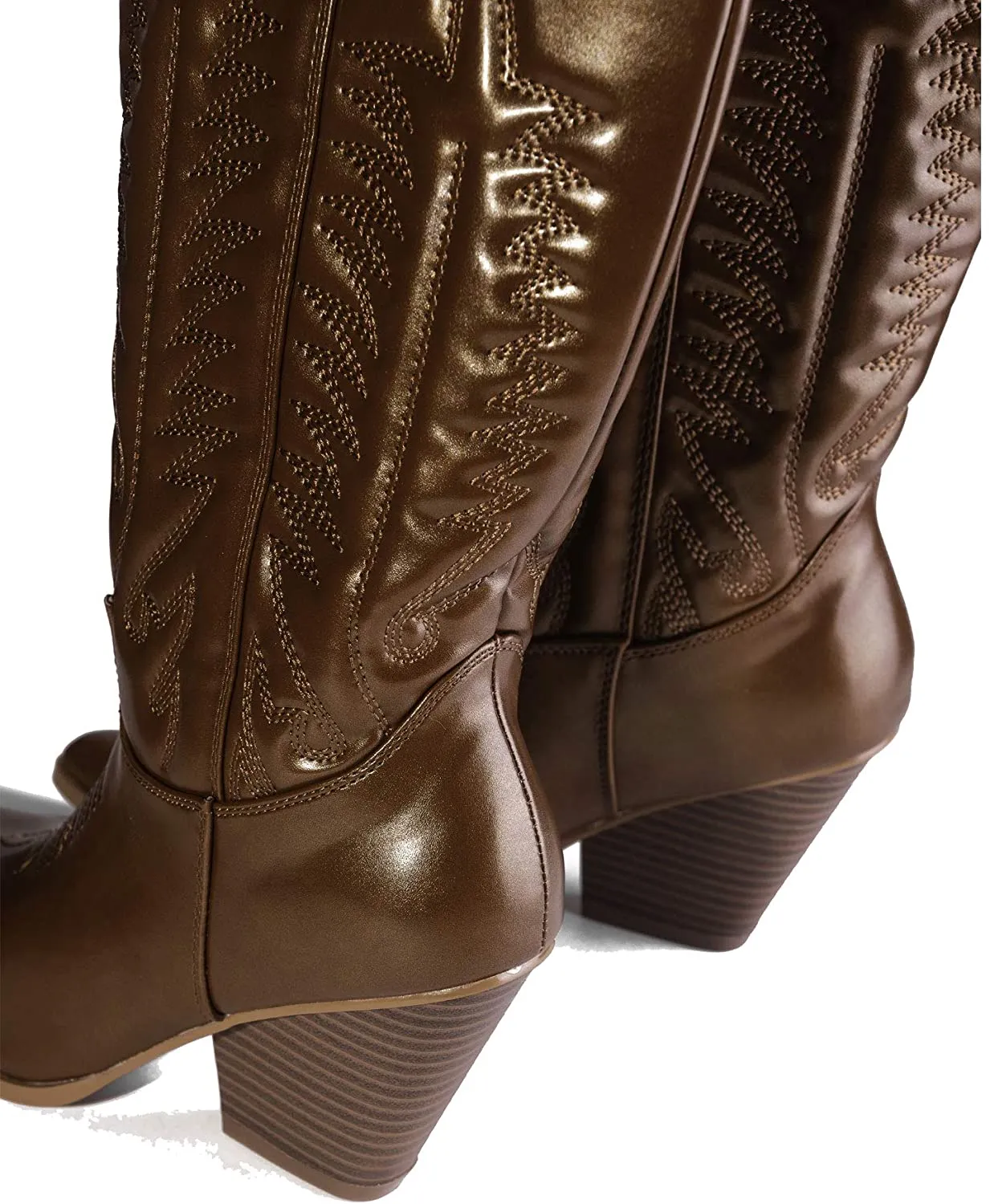 Cape Robbin SOUTHERN BELLE Cowgirl Mid Calf Pointy Toe Boots BROWN (7, BROWN)