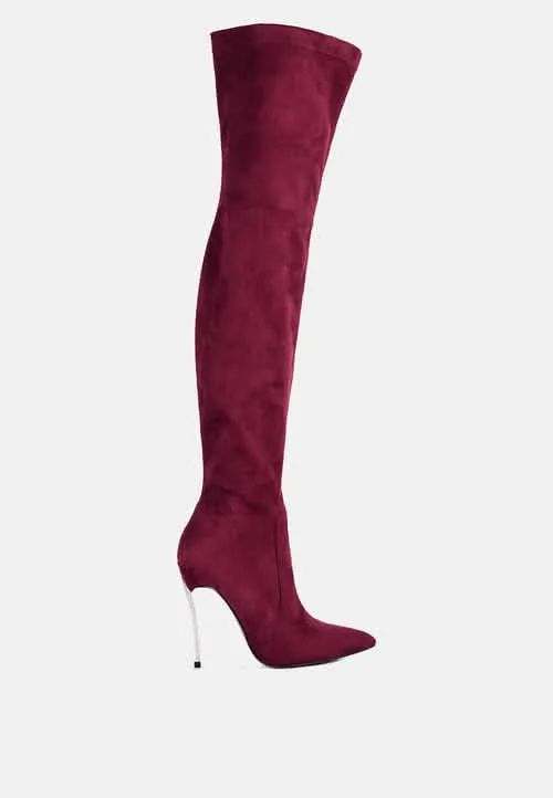 Chic High-Knee Stiletto Boots in Luxurious Stretch Suede