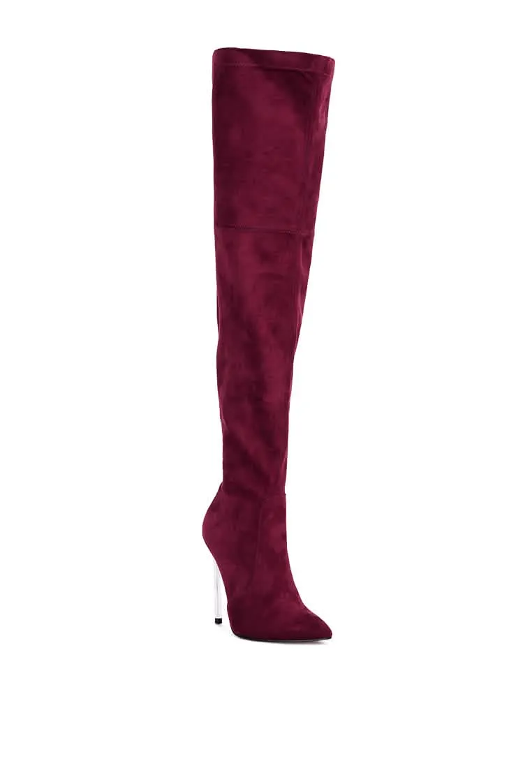 Chic High-Knee Stiletto Boots in Luxurious Stretch Suede