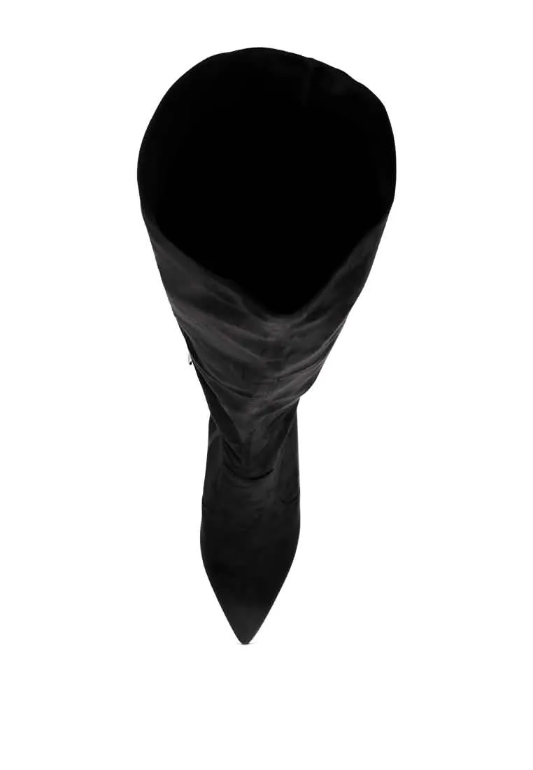 Chic High-Knee Stiletto Boots in Luxurious Stretch Suede