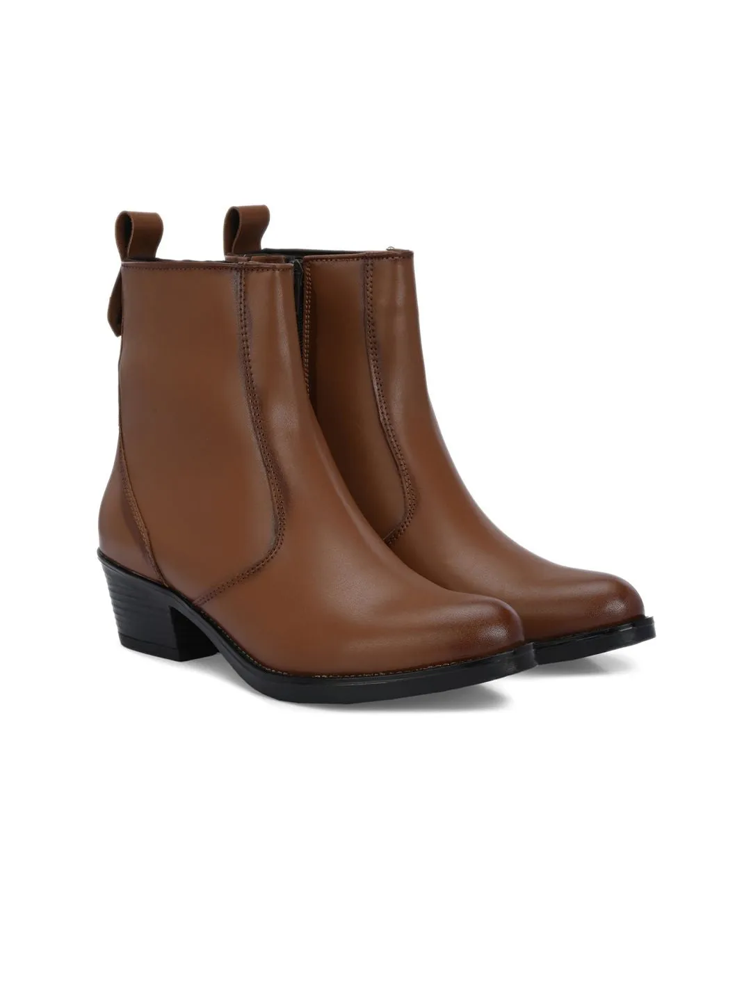 Delize Women Round Toe Block Heeled Chelsea Boots