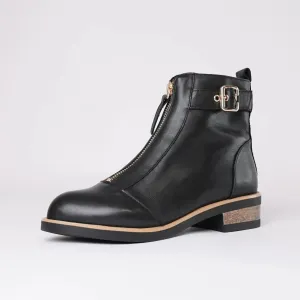 Dooley Black Leather Ankle Boots