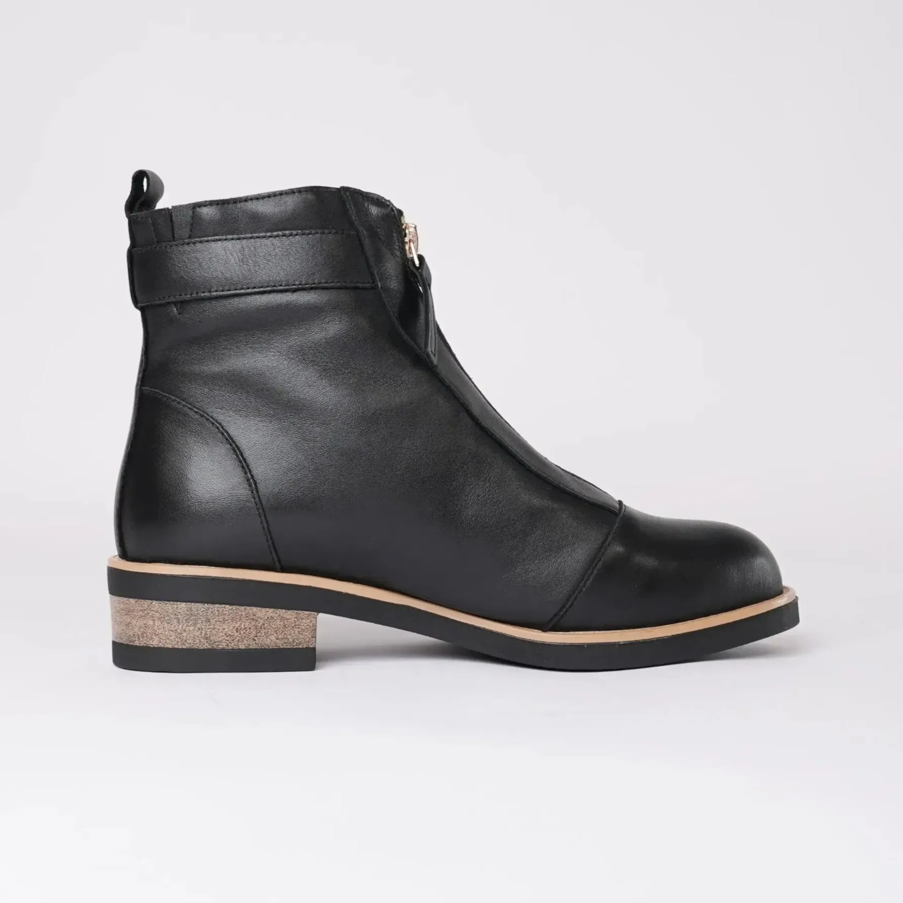 Dooley Black Leather Ankle Boots
