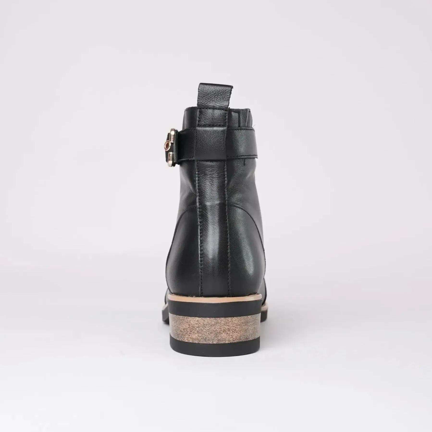 Dooley Black Leather Ankle Boots