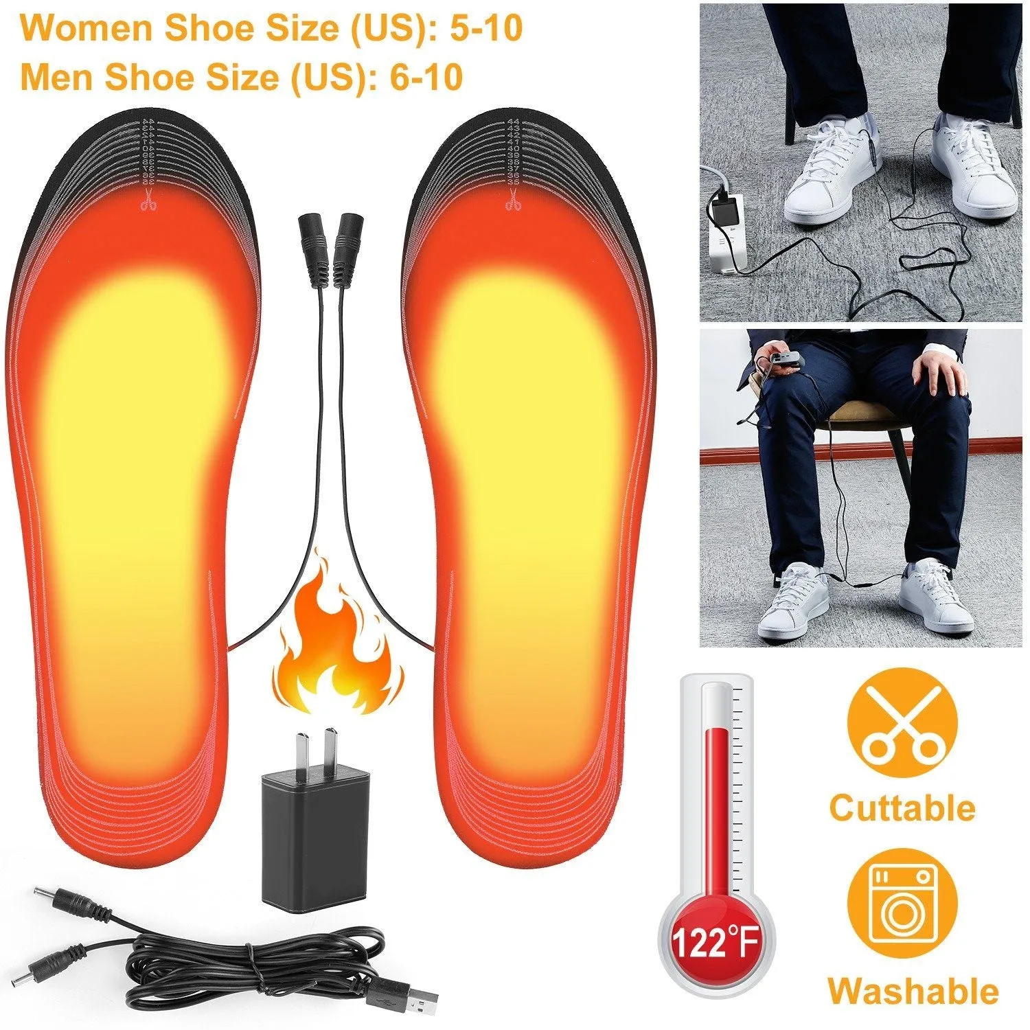 Electric Heated Insoles USB Foot Warmer Pads
