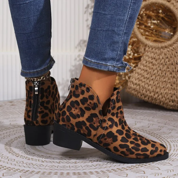elveswallet Brown suede leopard simple Chelsea shoes