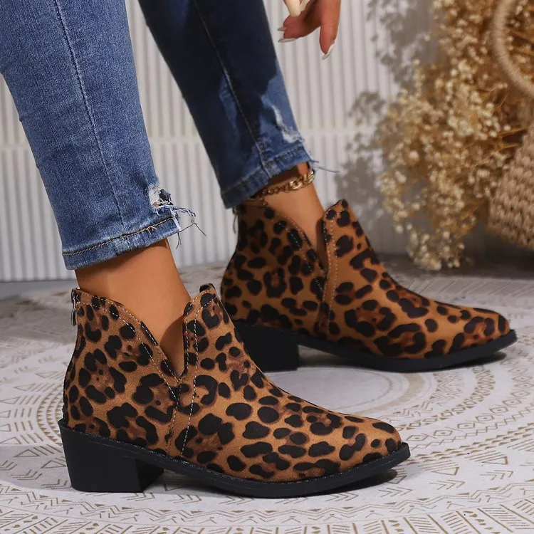 elveswallet Brown suede leopard simple Chelsea shoes