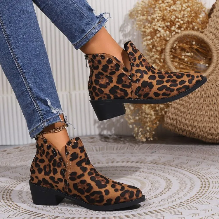 elveswallet Brown suede leopard simple Chelsea shoes