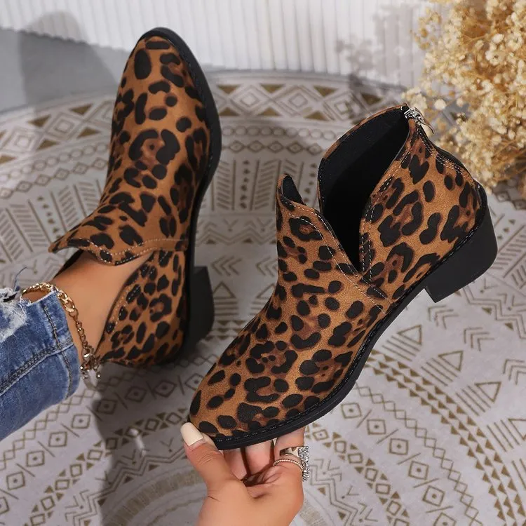 elveswallet Brown suede leopard simple Chelsea shoes