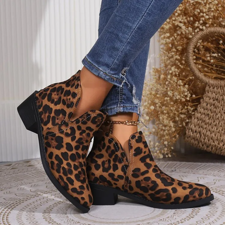 elveswallet Brown suede leopard simple Chelsea shoes