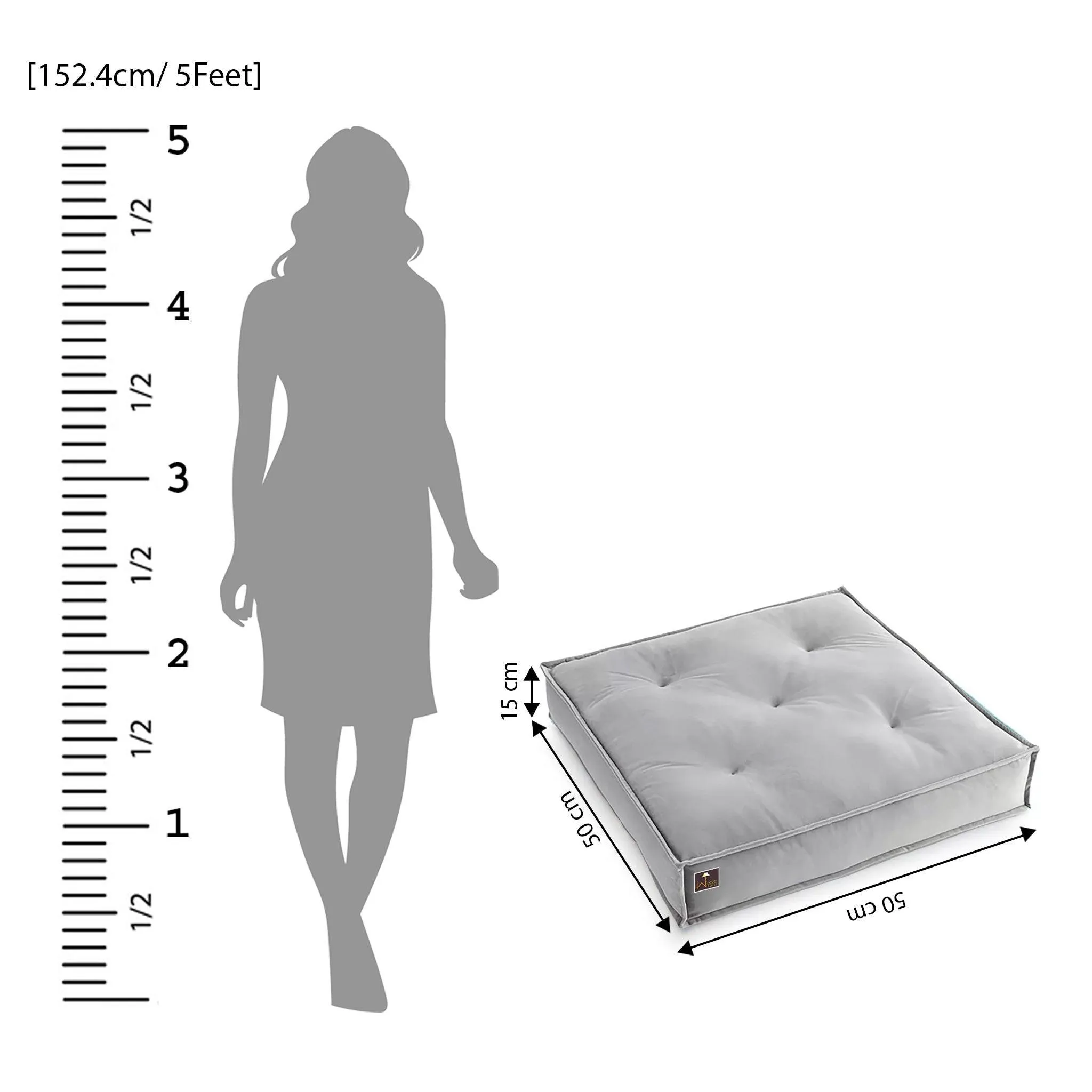 Fabrahome Square Shape Floor Pillow Comfort for Seating Pack of 1 (Light Gray)