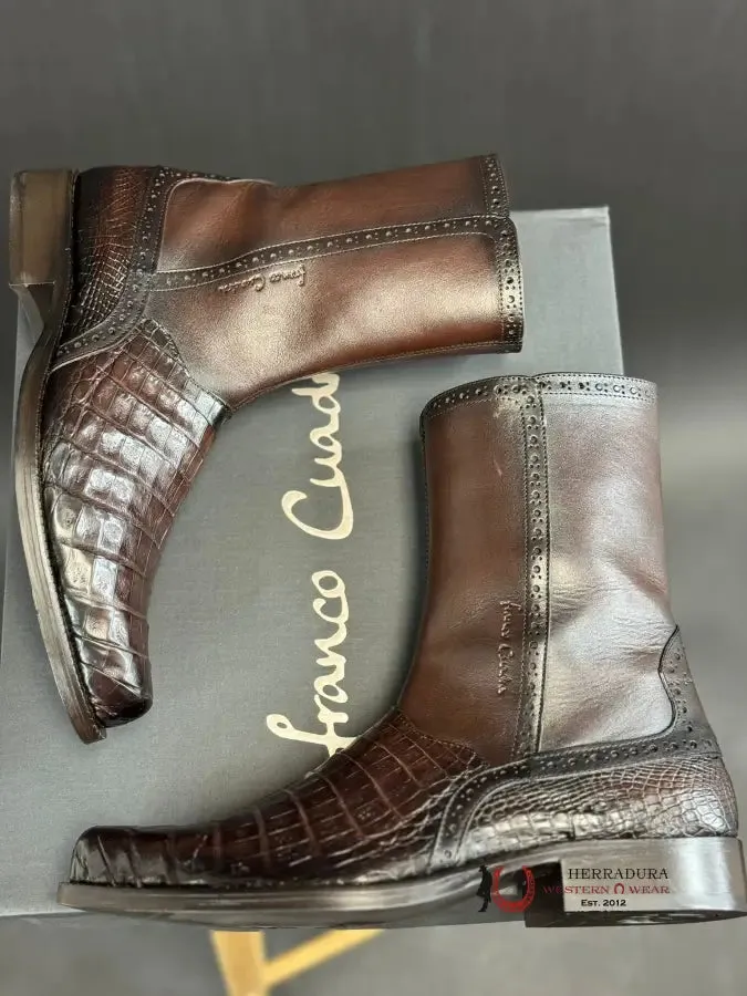 FRANCO CUADRA SHORT BOOTS CAIMAN DARK BROWN CALF NARROW ROUND TOE