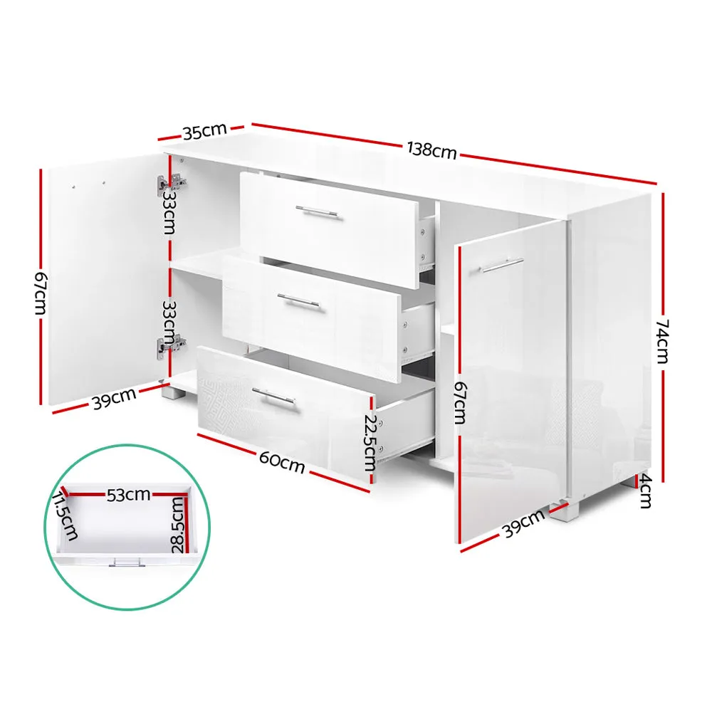 Front High Gloss Buffet Sideboard Storage Cabinet Cupboard Drawers Modern