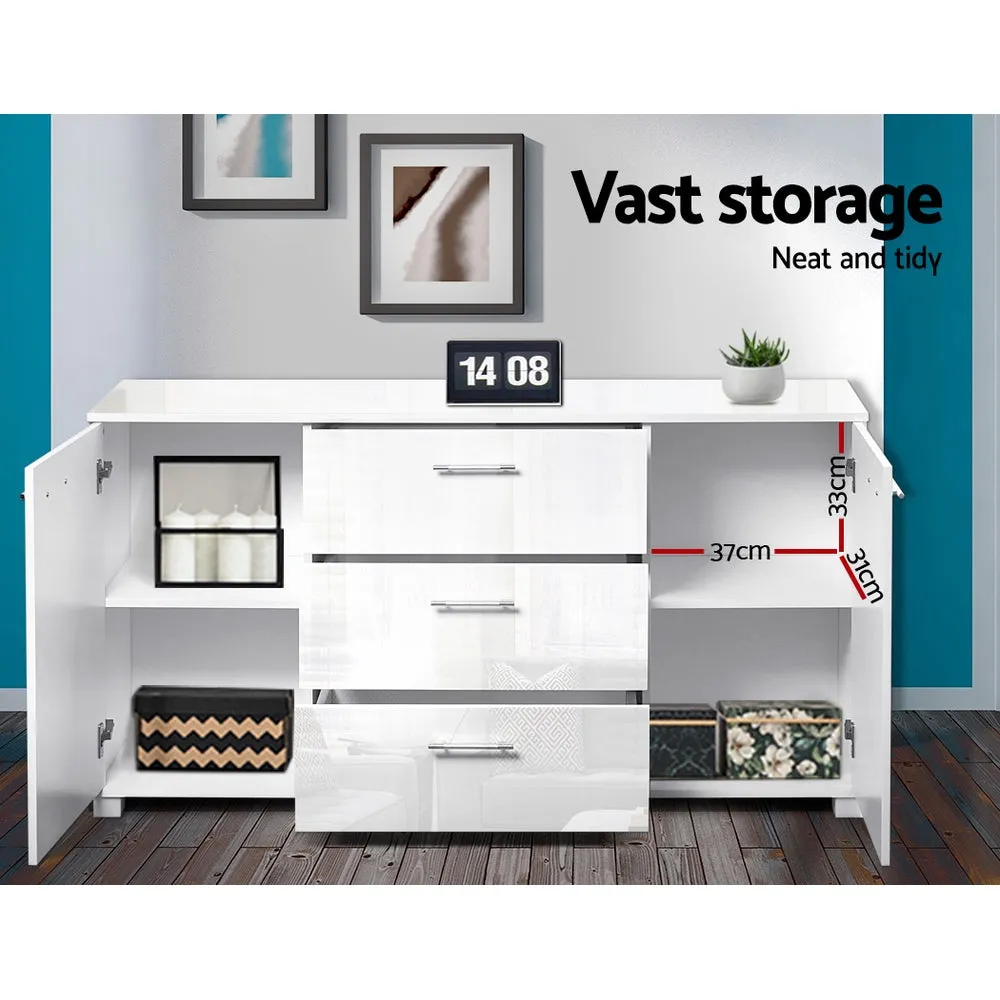Front High Gloss Buffet Sideboard Storage Cabinet Cupboard Drawers Modern