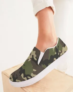 FYD Women's Canvas Sneakers in green camouflage