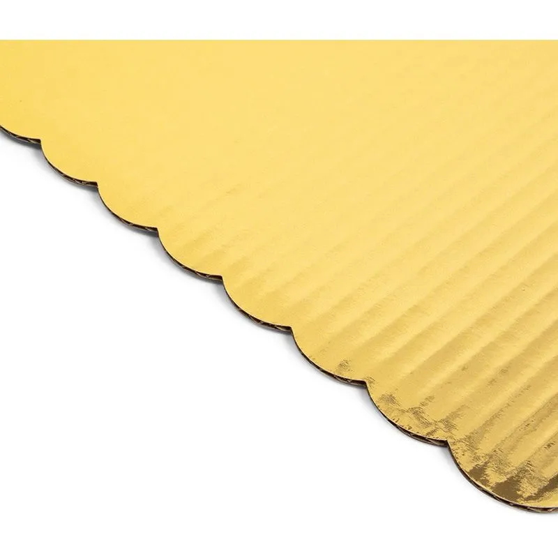 Gold Foil Cake Boards, Scalloped Rectangle Dessert Base (14 x 10 In, 12 Pack)