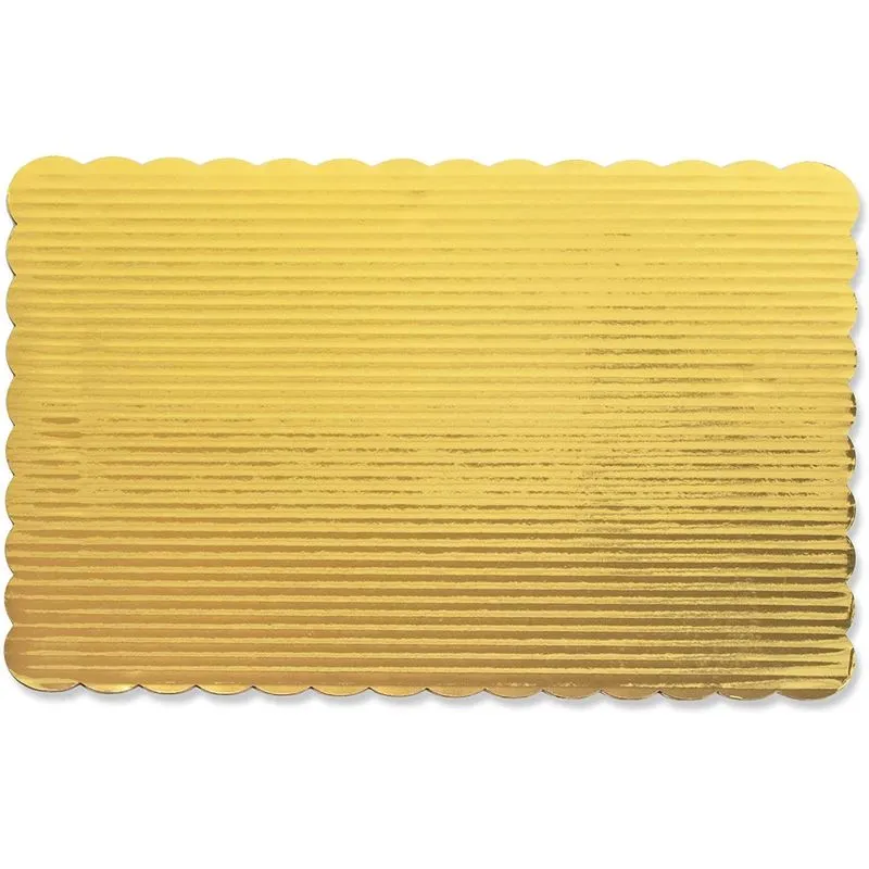 Gold Foil Cake Boards, Scalloped Rectangle Dessert Base (14 x 10 In, 12 Pack)