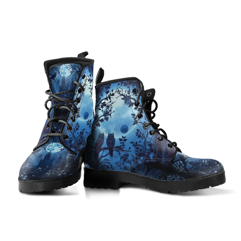 Gothic Forest and Thorned Roses Women's Vegan Leather Boots