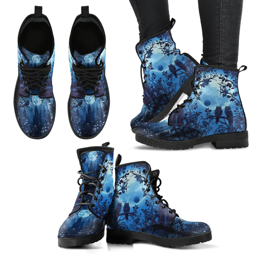 Gothic Forest and Thorned Roses Women's Vegan Leather Boots