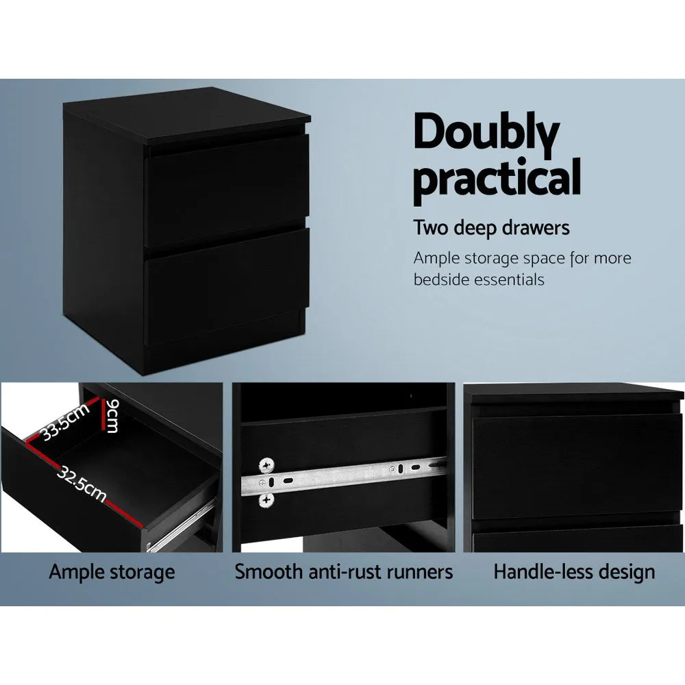 Handle-less 2-Drawer Bedside Table, Anti-Rust - Artiss