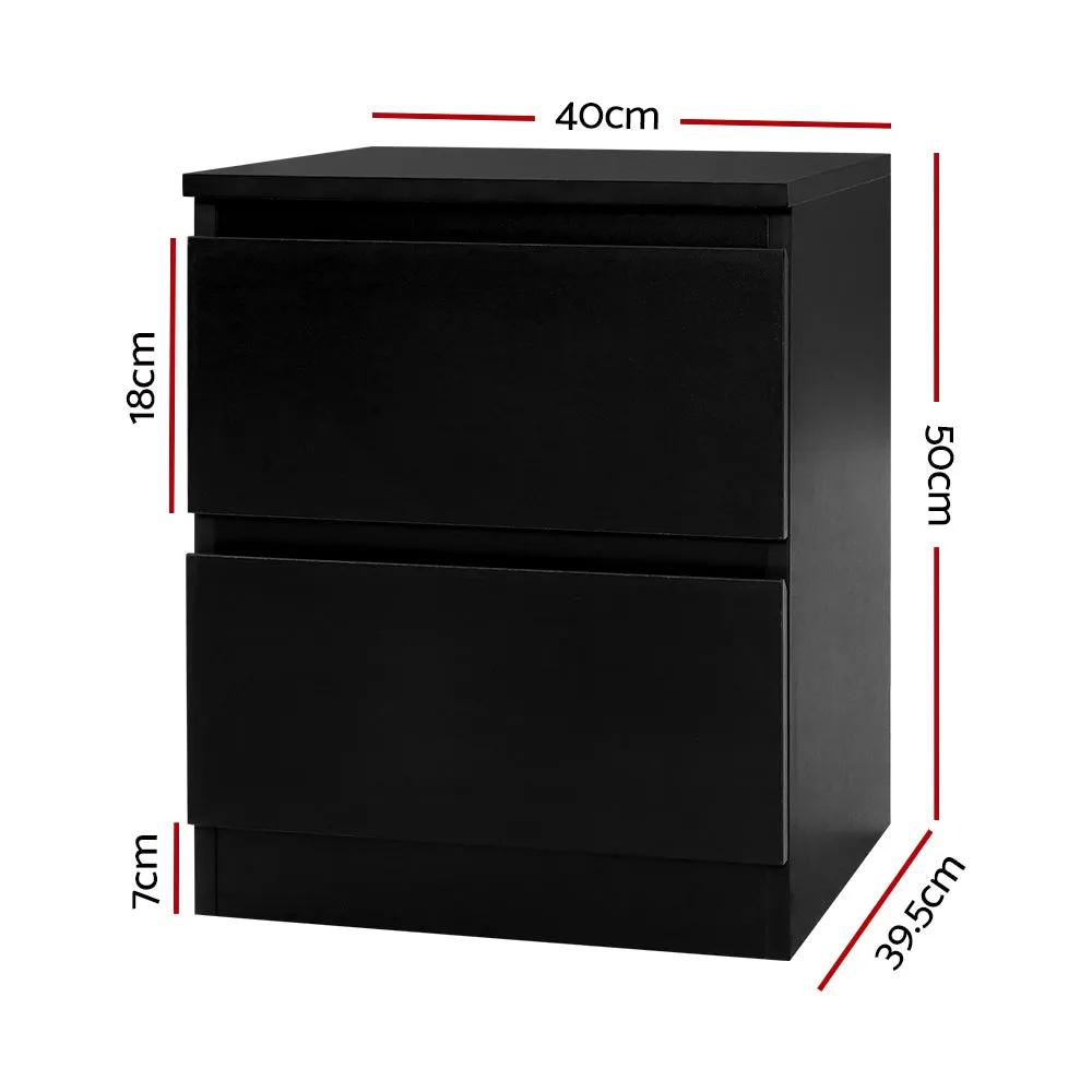Handle-less 2-Drawer Bedside Table, Anti-Rust - Artiss