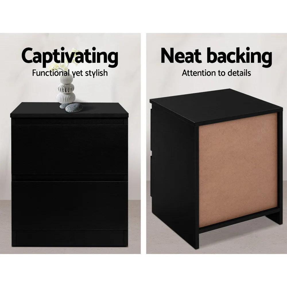 Handle-less 2-Drawer Bedside Table, Anti-Rust - Artiss