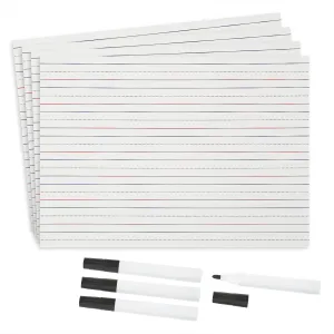 Lined Whiteboards and Dry Erase Markers - Teachers and Students Handrwiting Practice Boards (Set of 4)