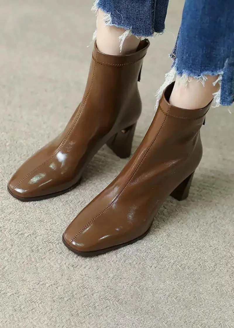 Maia Patent Genuine Leather Front Seam Boots