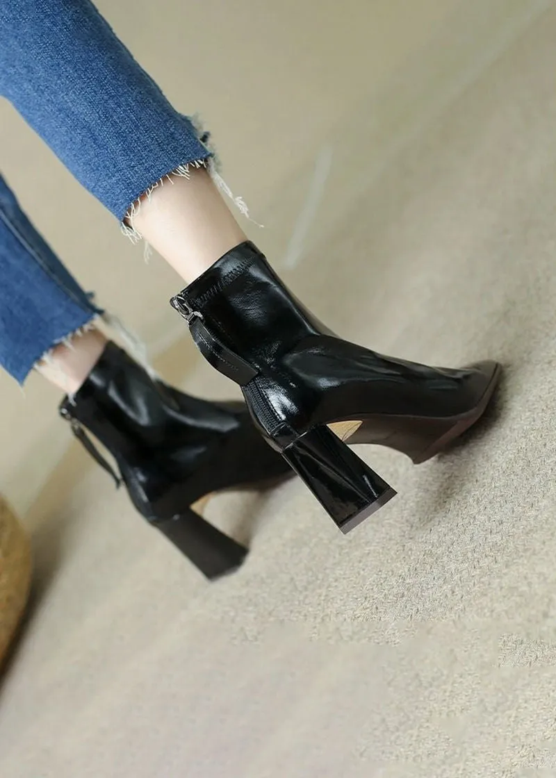 Maia Patent Genuine Leather Front Seam Boots