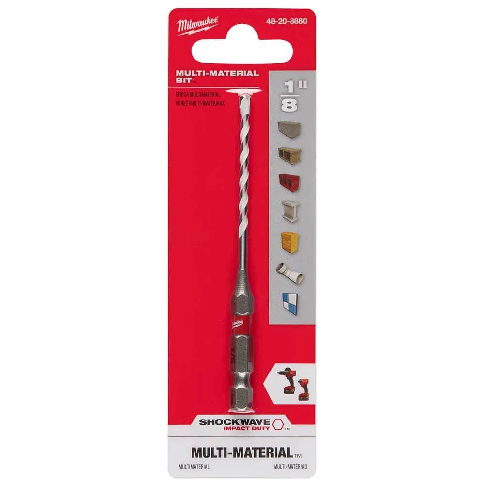 Milwaukee 48-20-8880 1/8" x 2" x 3-1/2" SHOCKWAVE Impact Duty Carbide Multi-Material Drill Bit