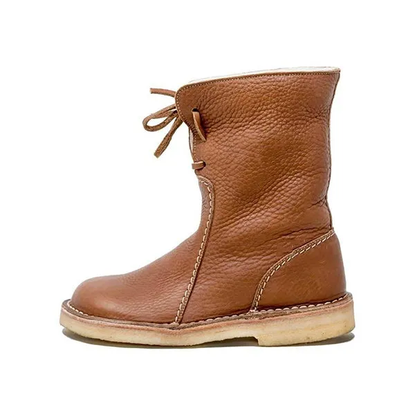 Purpdrank - Women Winter Vintage Boots Warm Unisex Lace-up Shoes