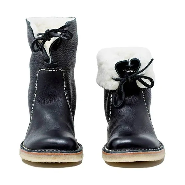 Purpdrank - Women Winter Vintage Boots Warm Unisex Lace-up Shoes